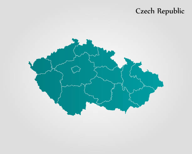 ilustraciones, imágenes clip art, dibujos animados e iconos de stock de mapa de república checa - czech republic