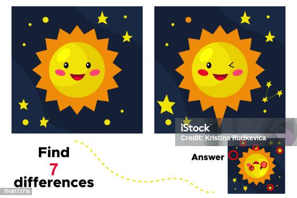 Cute Cartoon Sun Educational Game For Children Stock Illustration - Download Image Now - Activity, Backgrounds, Cartoon
