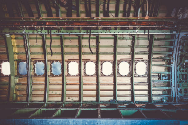 Old vintage airplane cabin interior