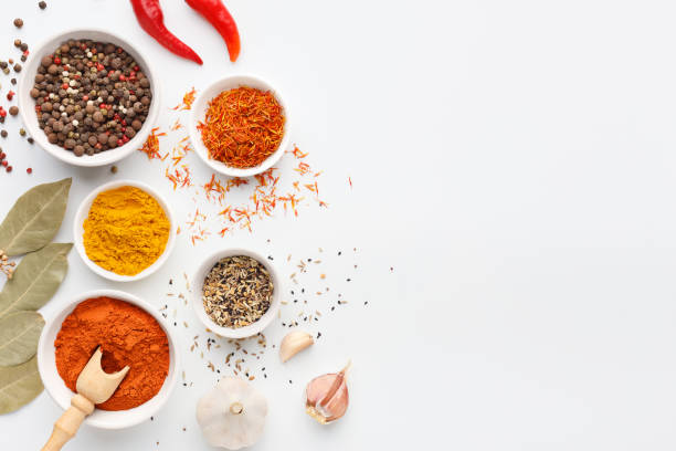 istock Set of spices and herbs top view, mockup, copy space 1148174074
