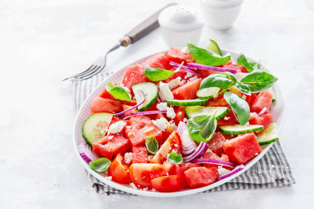 istock Summer salad with watermelon and salad leaves 1148175155