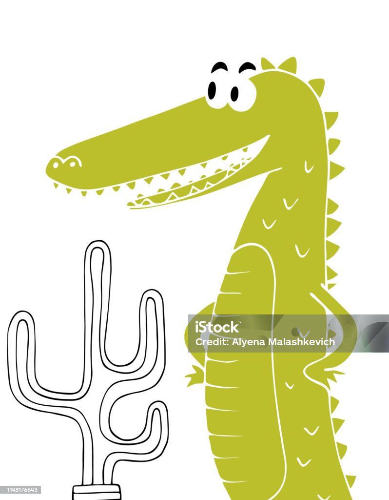 Bright children's crocodile illustration in flat style. T-shirt print Bright children's crocodile illustration in flat style. T-shirt print. Animal stock vector