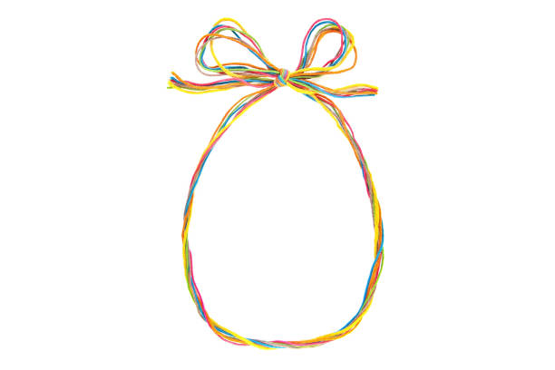 istock Colorful frame with bow as gift bag made of thread isolated on white background. 1148177757