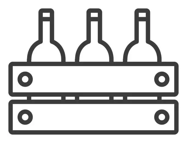 Vector illustration of Icon Wine Crate Outline Grey Basic