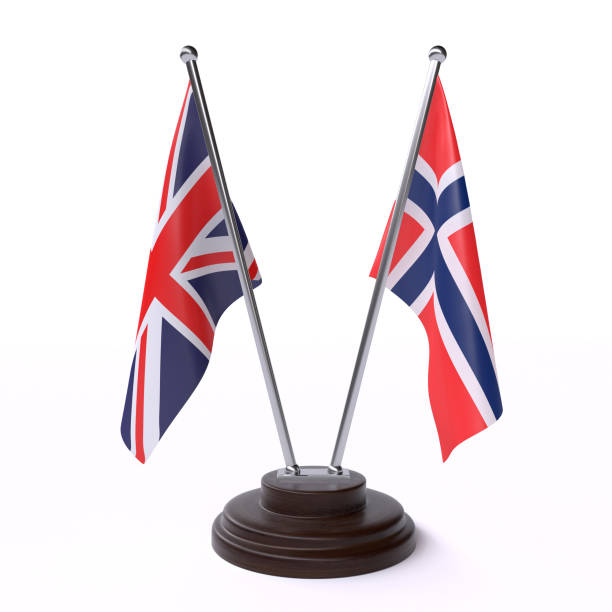 istock UK and Norway, two table flags on white background 1148186129