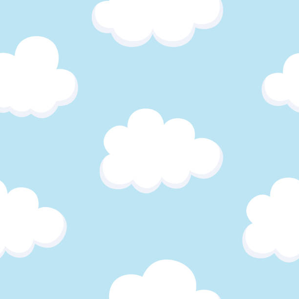 Cloud Cute Seamless Pattern Clouds texture background with sky, Vector illustration cartoon of blue sky texture stock illustrations