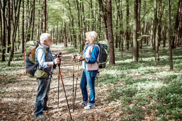 istock Senior couple hiking in the forest 1148188553