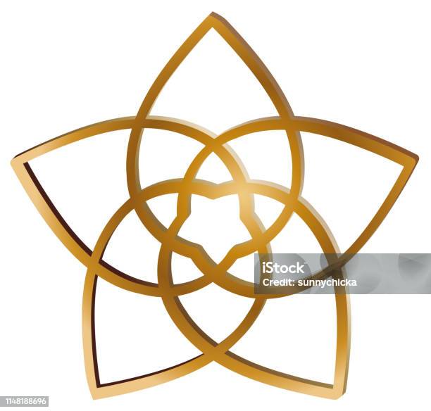 Venus Flower Golden Cut Vector Isolated Mantra Stock Illustration - Download Image Now - Agreement, Balance, Cut Out