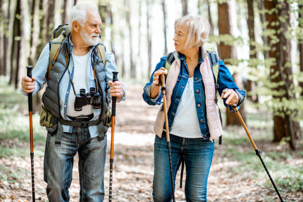 istock Senior couple hiking in the forest 1148189279