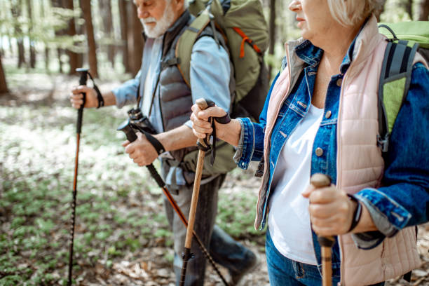 istock Senior couple hiking in the forest 1148189291