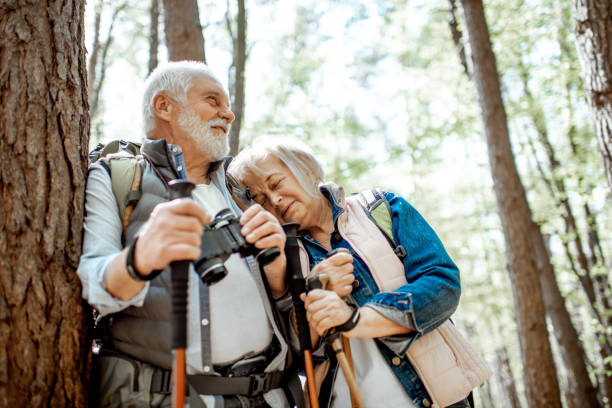 istock Senior couple hiking in the forest 1148189354
