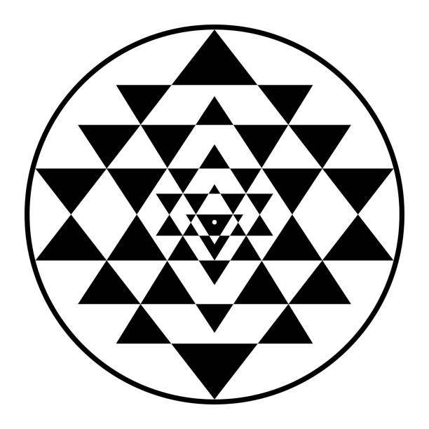 ilustraciones, imágenes clip art, dibujos animados e iconos de stock de sriyantra shakti hold geometría de apoyo del tantrismo hinduismo - shakti