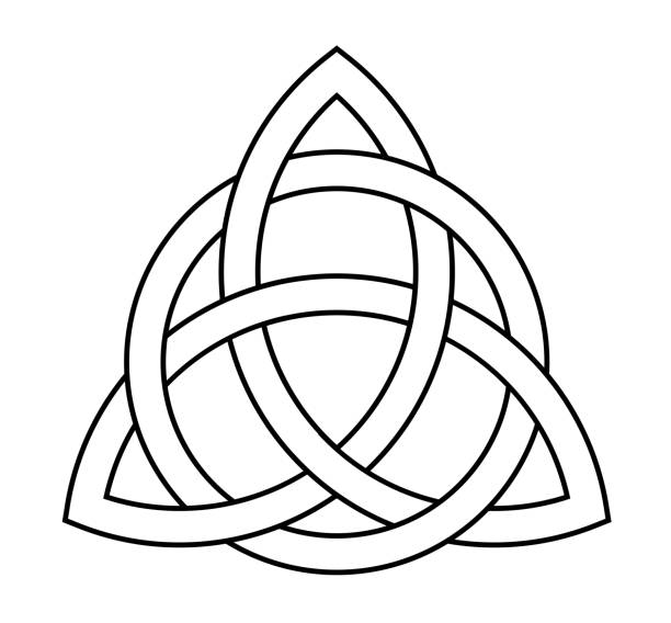 тригуртас кельтский узел знак в средние века - triquetra stock illustrations