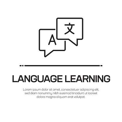 Language Learning Vector Line Icon - Simple Thin Line Icon, Premium Quality Design Element