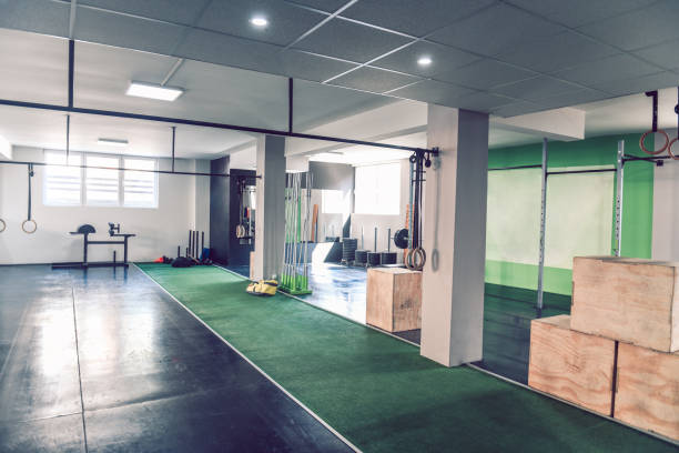 istock Modern Gym Displayed With All Equipment 1148204373