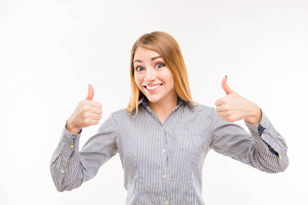 istock Cheerful young businesswoman gesturing 