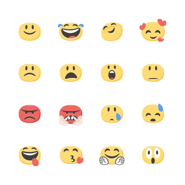 Emoticons Pack Flat Color Cartoon Style Stock Illustration - Download Image  Now - Anger, Anthropomorphic Smiley Face, Anxiety - iStock