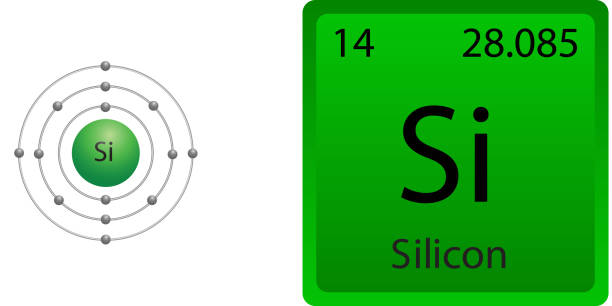 silizium-atom-elektronen-schale - silicone stock-grafiken, -clipart, -cartoons und -symbole