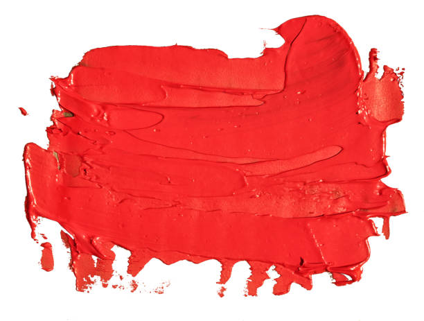 istock Red oil texture paint stain brush stroke, hand painted, isolated on white background 1148209914
