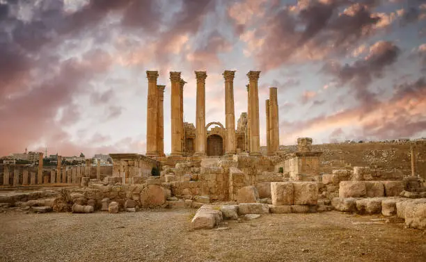 Temple of Artemis is the most famous sightseeing in Jerash in Jordan.