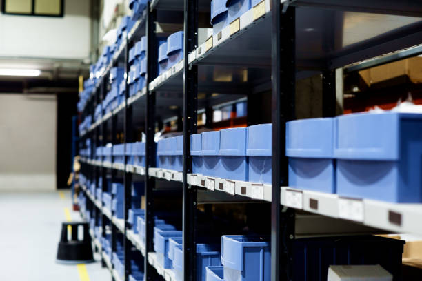 Spare Part Warehouse shelves in a Factory Spare Part Warehouse shelves in a Factory spare part stock pictures, royalty-free photos & images