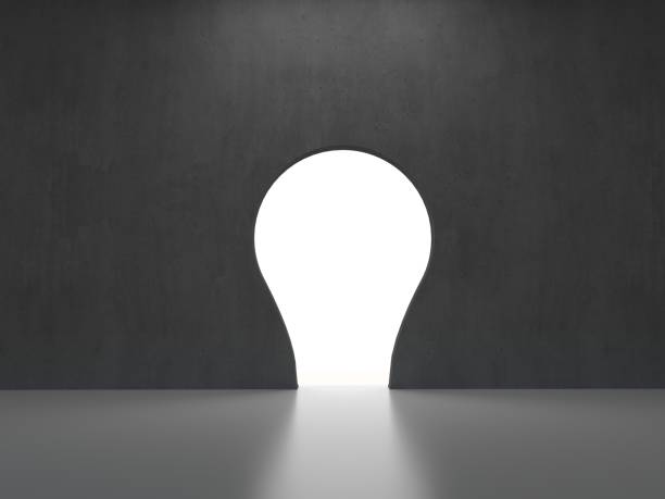istock Concrete wall on light bulb shape door 1148213969