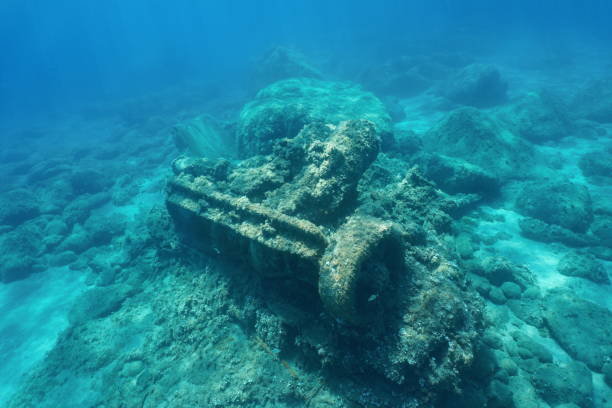 istock Wrecked ship marine steam engine underwater 1148214102