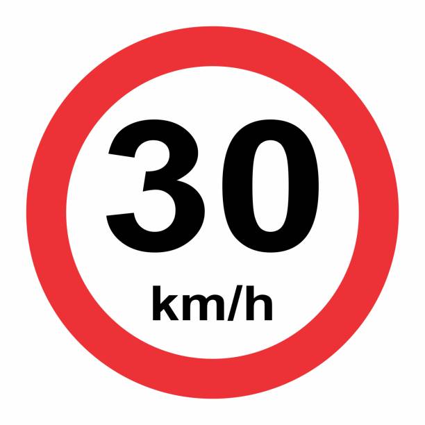 ограничение скорости на 30 км/ч - kilometer stock illustrations