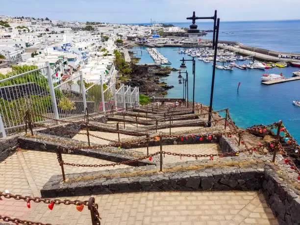 Photo of Stairs in zig zag of the street of the Greens in Puerto del Carmen, Lanzarte. Spain