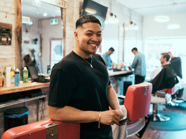 English style barber shop action