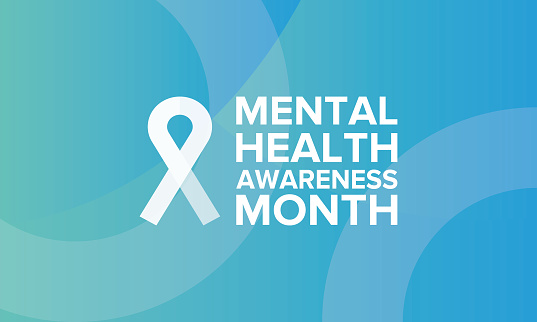 Mental Health Awareness Month in May. Annual campaign in United States by raising awareness of mental health. Poster, card, banner and background. Vector illustration