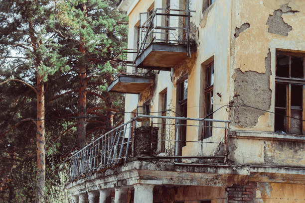 the old building has long without repair leafless plaster