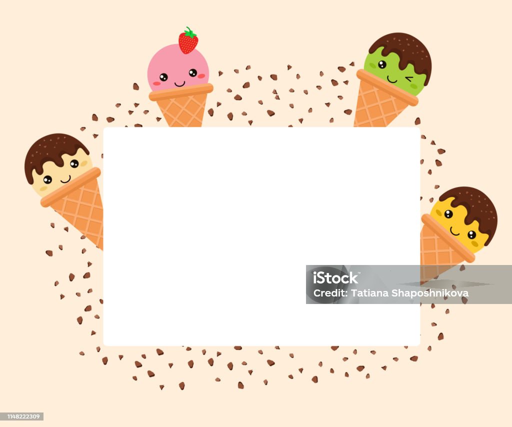 Ice cream set with place for text Ice cream set with place for text. Vector illustration Border - Frame stock vector