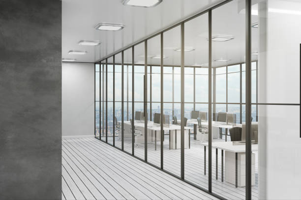 istock Clean office with city view 1148222566