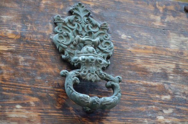 ancient door knocker - door knocker door lion luxury imagens e fotografias de stock