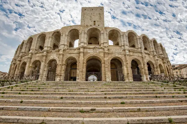 A view of the Roman Amphitheater of Arles, Provence, Bouches-du-Rhône, France