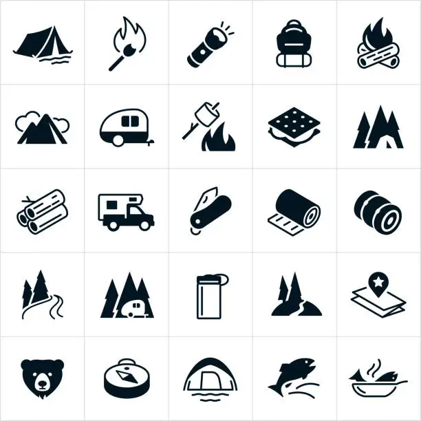 Vector illustration of Camping Icons