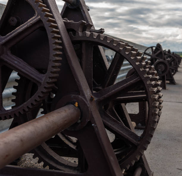 istock Close up of Rusted Gear Above Dam 1148229874