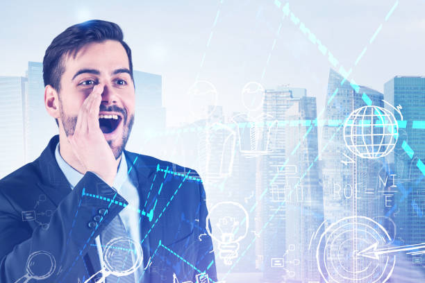 istock Man talking about business in city 1148232088