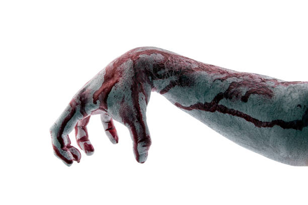 Bloody hand isolated on white background with clipping path