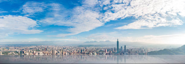 skyline de la ville de taipei dans le centre-ville de taipei, taiwan. - front view photos et images de collection