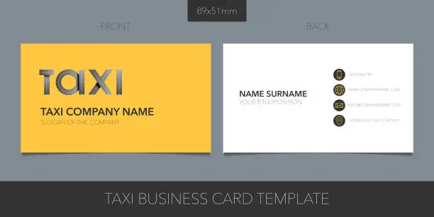 Vector illustration of Taxi, cab vector business card template with corporate logo, icon and contact details
