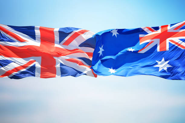 istock Flags of UK and Australia 1148234036