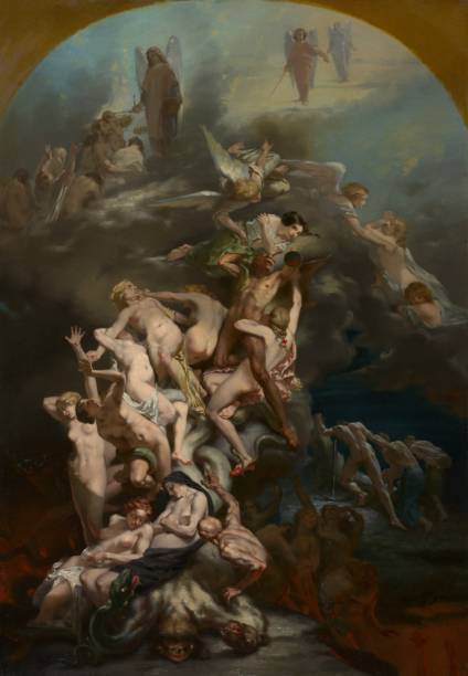 istock Heaven and hell, good and evil struggle of a young woman 1148234809