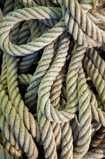 istock Ship ropes heap. Pile of various ropes and strings. 1148237835