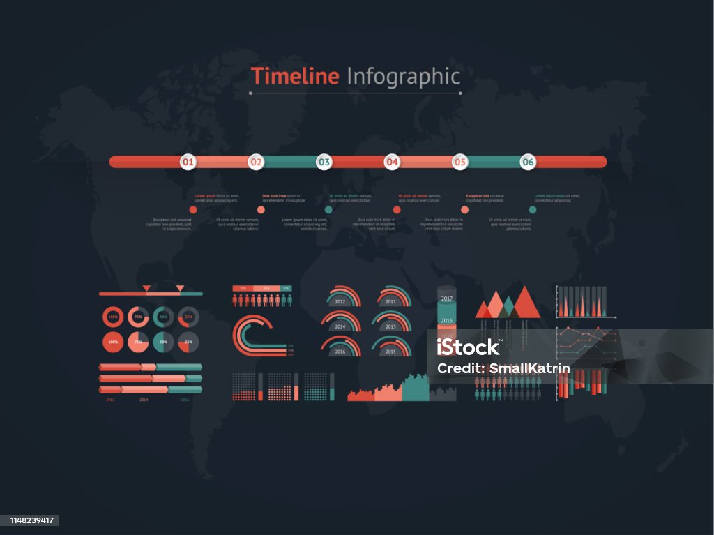 Visual Timeline Map Timeline Timeline Vector Infographic World Map Stock Illustration - Download ...