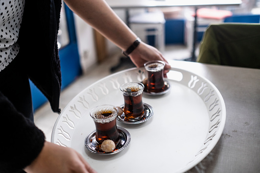 Serving Turkish Tea