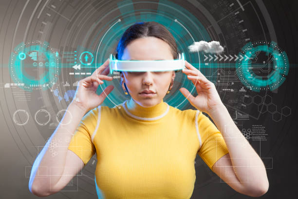 istock Woman with smart glasses 1148240944