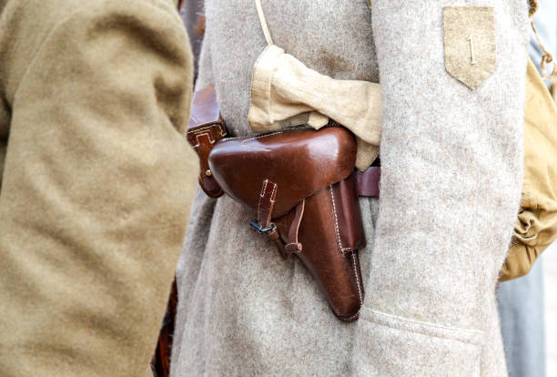 istock Vintage leather holster on the belt 1148242605
