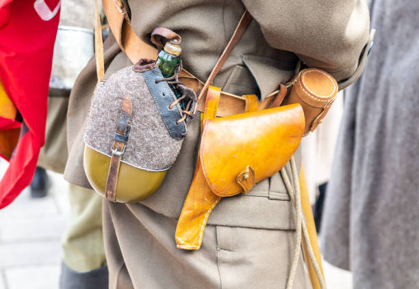 istock Vintage leather holster and other ammunition on the belt 1148242622
